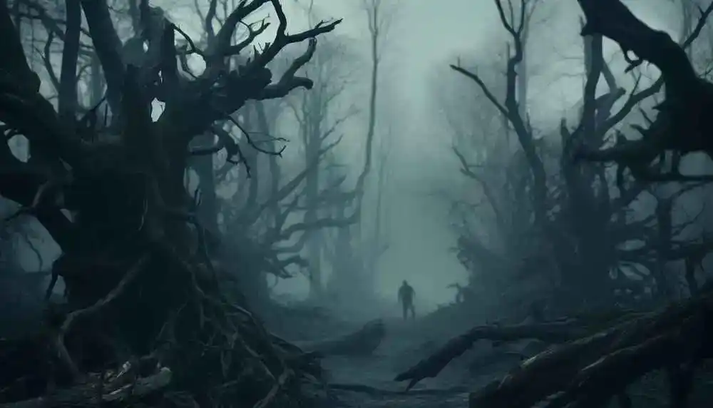 Ein nebliger Wald