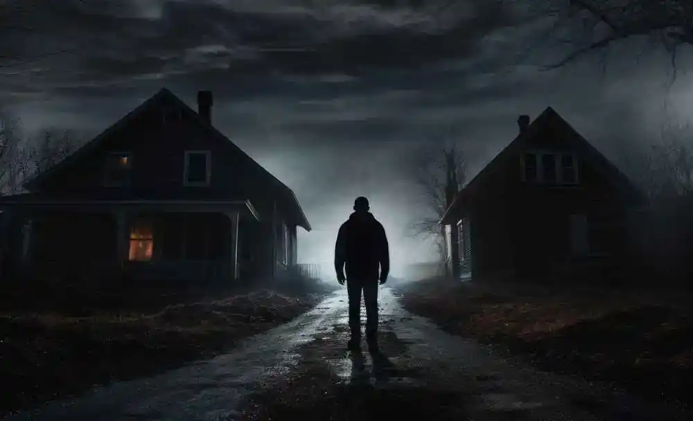 Ein Mann in gespenstischer Dunkelheit