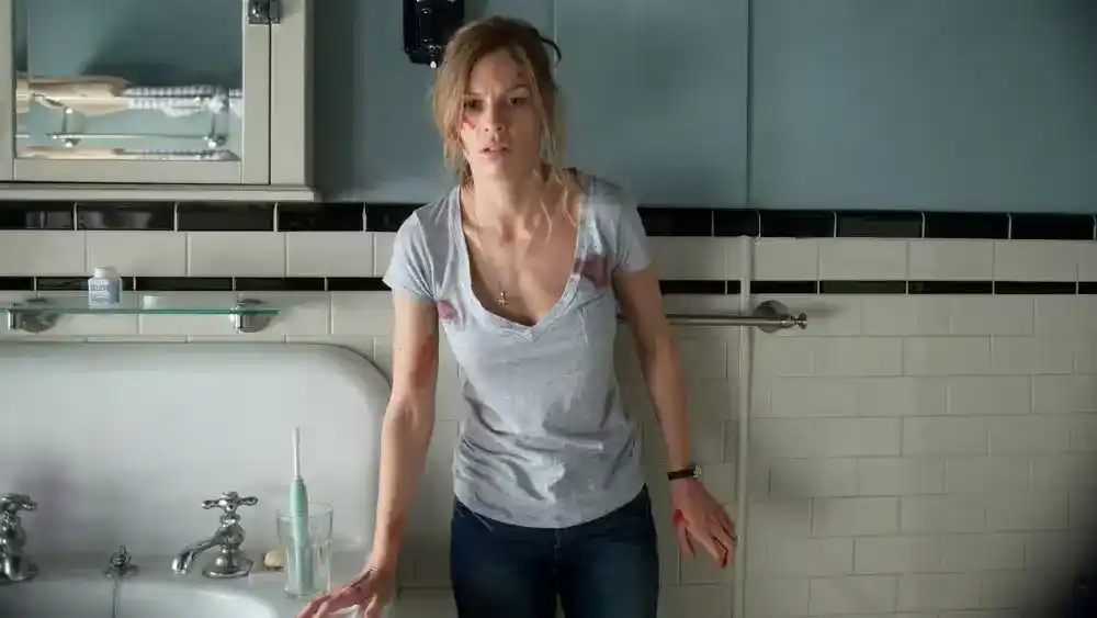 Eine verängstigte Frau