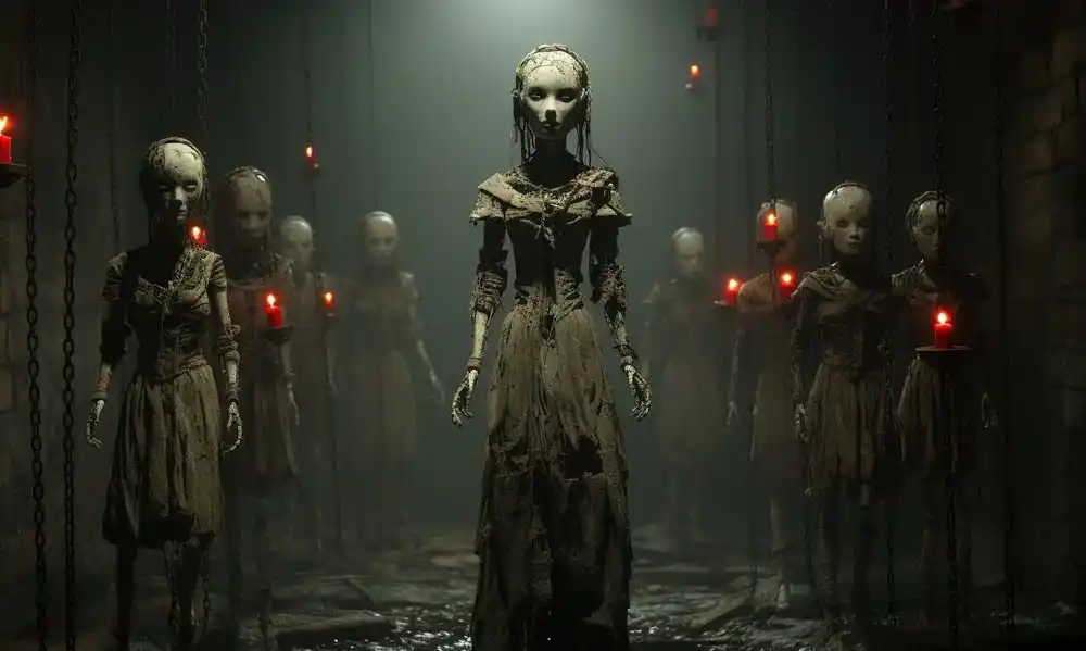 Mehrere von Madame Mandilips Puppen