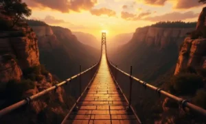 Die Schlucht: Fesselnde Geschichte (4 Kapitel) Eine Hängebrücke über einer Schlucht