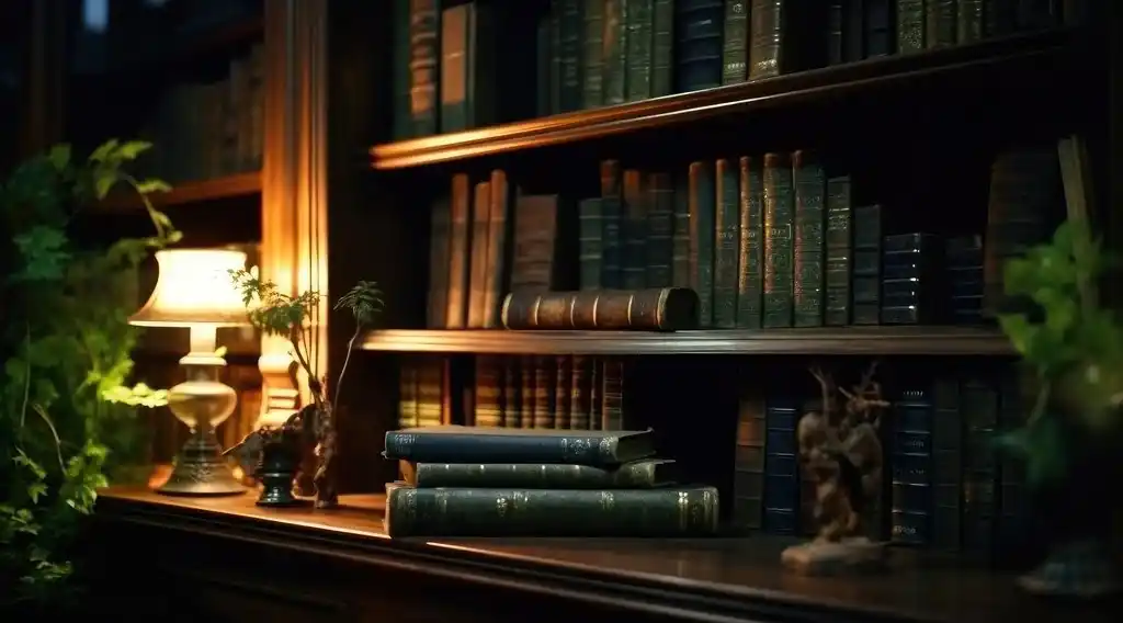 Eine Bibliothek bei Nacht