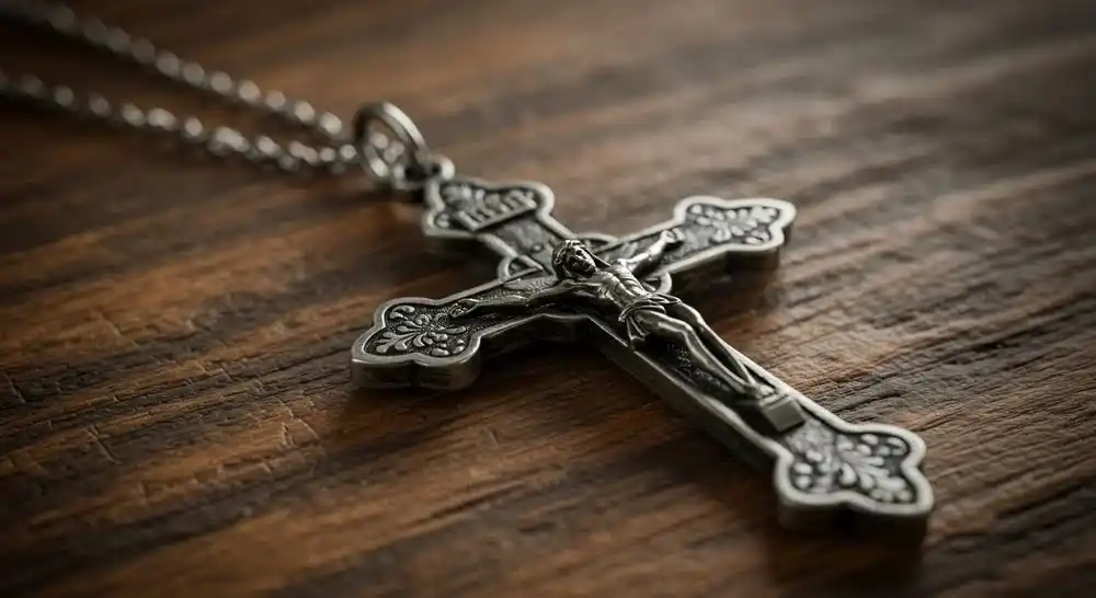 Ein silbernes Kruzifix