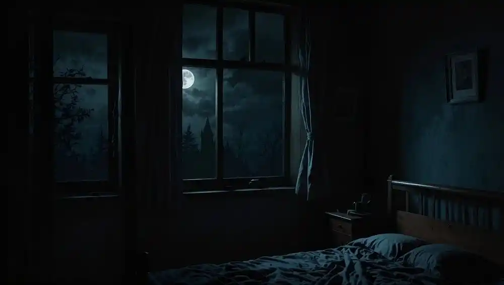 Ein dunkles Schlafzimmer