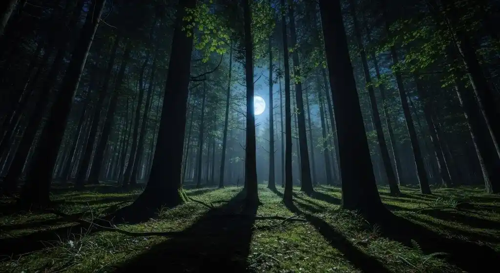 Ein Wald bei Nacht