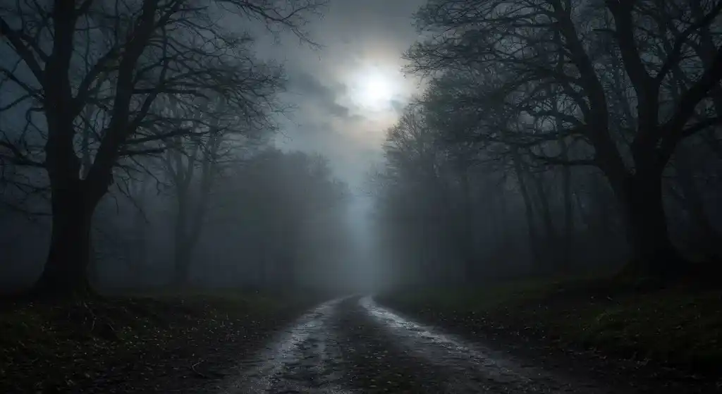 Die Straße ohne Ende: Horror - Geschichte (4 Kapitel) Eine Straße mit Bäumen