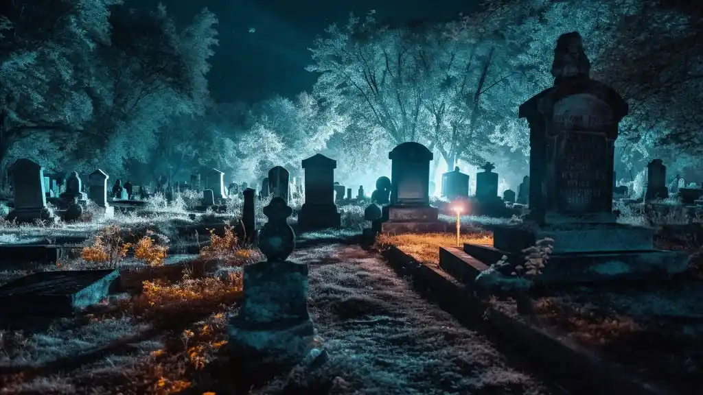 Ein nächtlicher Friedhof