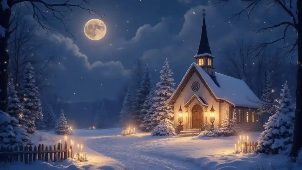Eine Kirche bei Nacht
